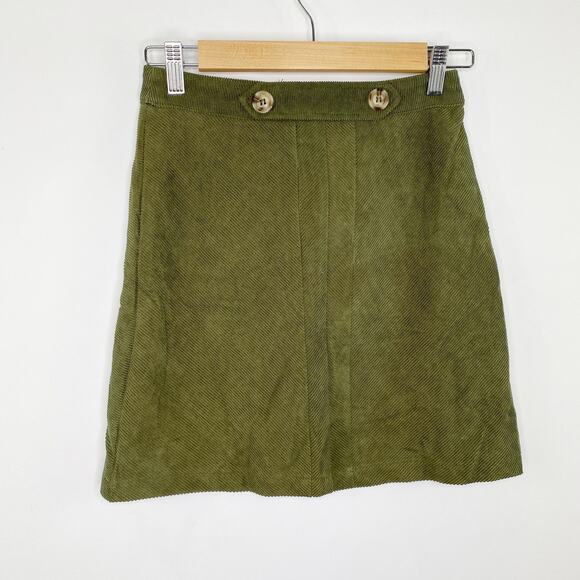LF E-Lady Sage Green Back Zip A-Line Mini Skirt Women's Size 8 NWT - Picture 1 of 5